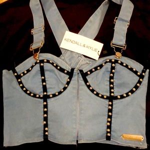 NWT Kendall & Kylie
Denim-like with adjustable straps 
Cropped & fitting 
Size M